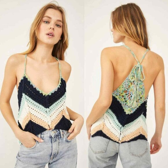 Free People Tops - Free People - Chevron Summer Breeze Combo Crochet Tank Top